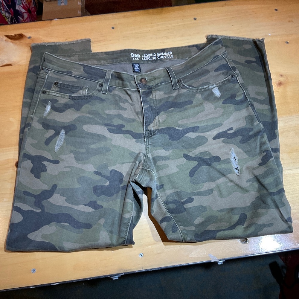 Gap, Jegging Skimmer, Legging Cheville, size 8, Camouflage with strategic rips